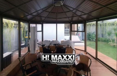 Gazebo Kaca Modern Bebas Silau & Panas